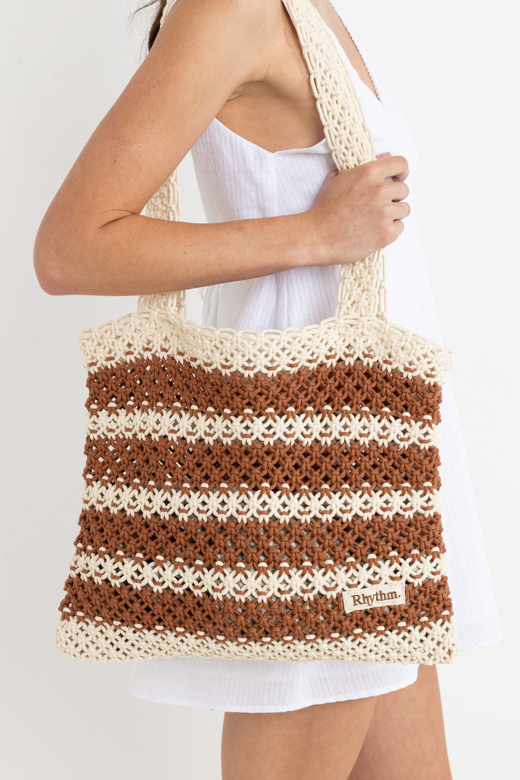 Rhythm Cove Stripe Crochet Tote