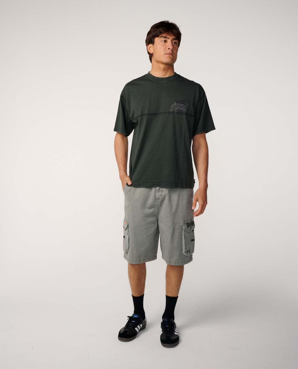 Archive Rota Panel Tee Washed Black