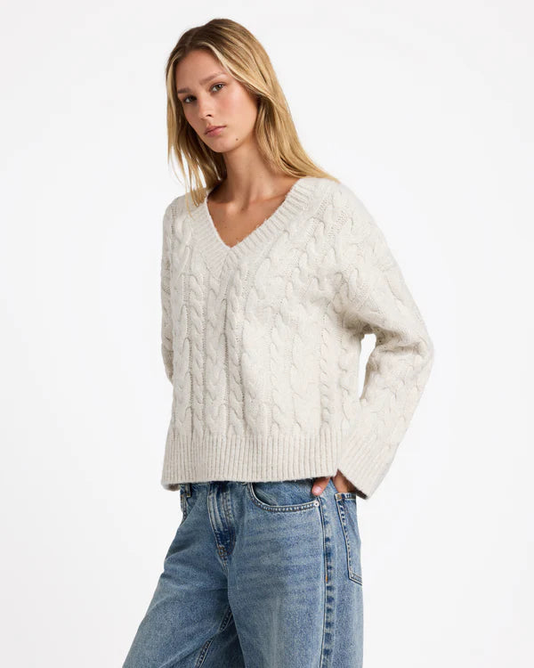 Cable V Neck Sweater
