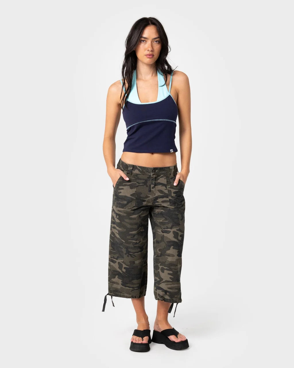 Sweat Mock Layer Halter Tank Top