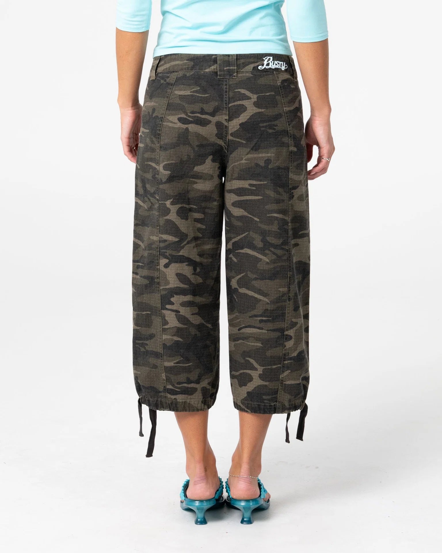 Cameron Camo Low Rise Relaxed Capri Pant