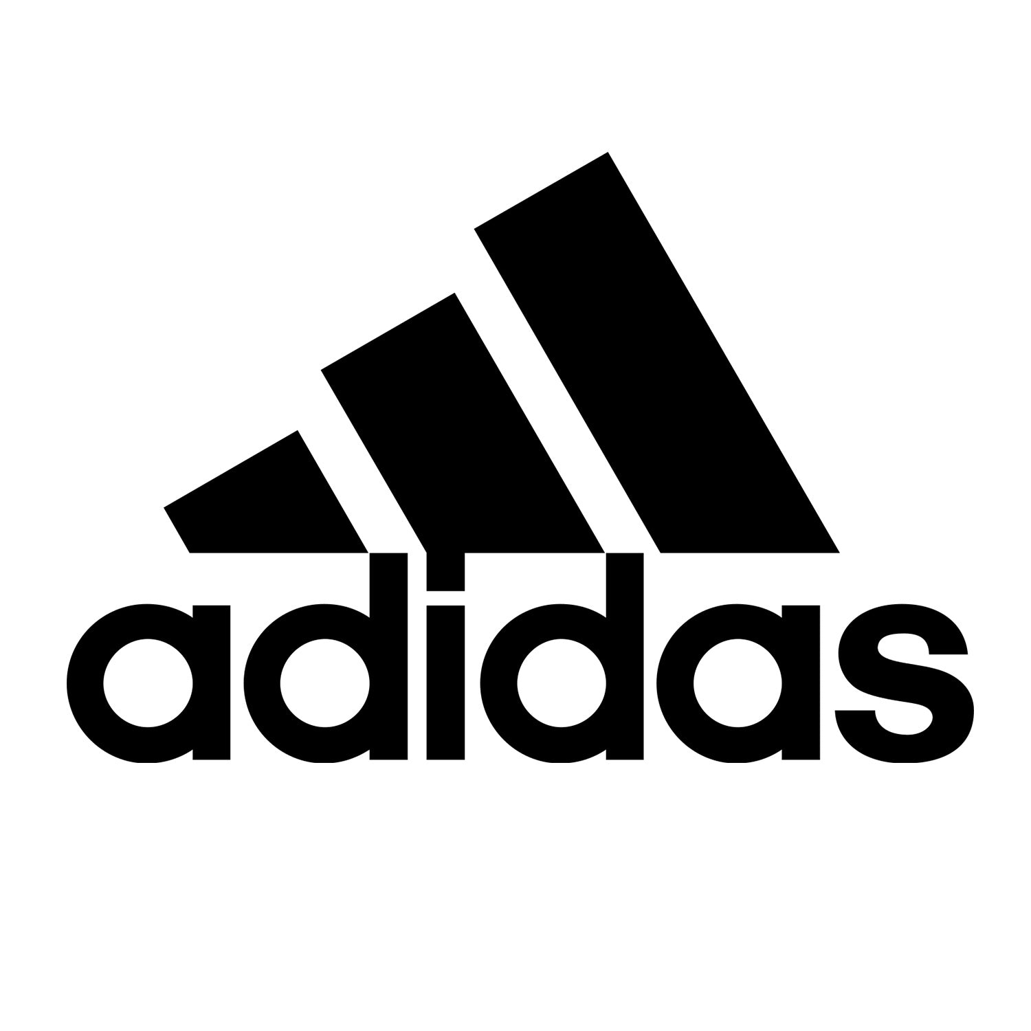 Black Adidas logo on white backround
