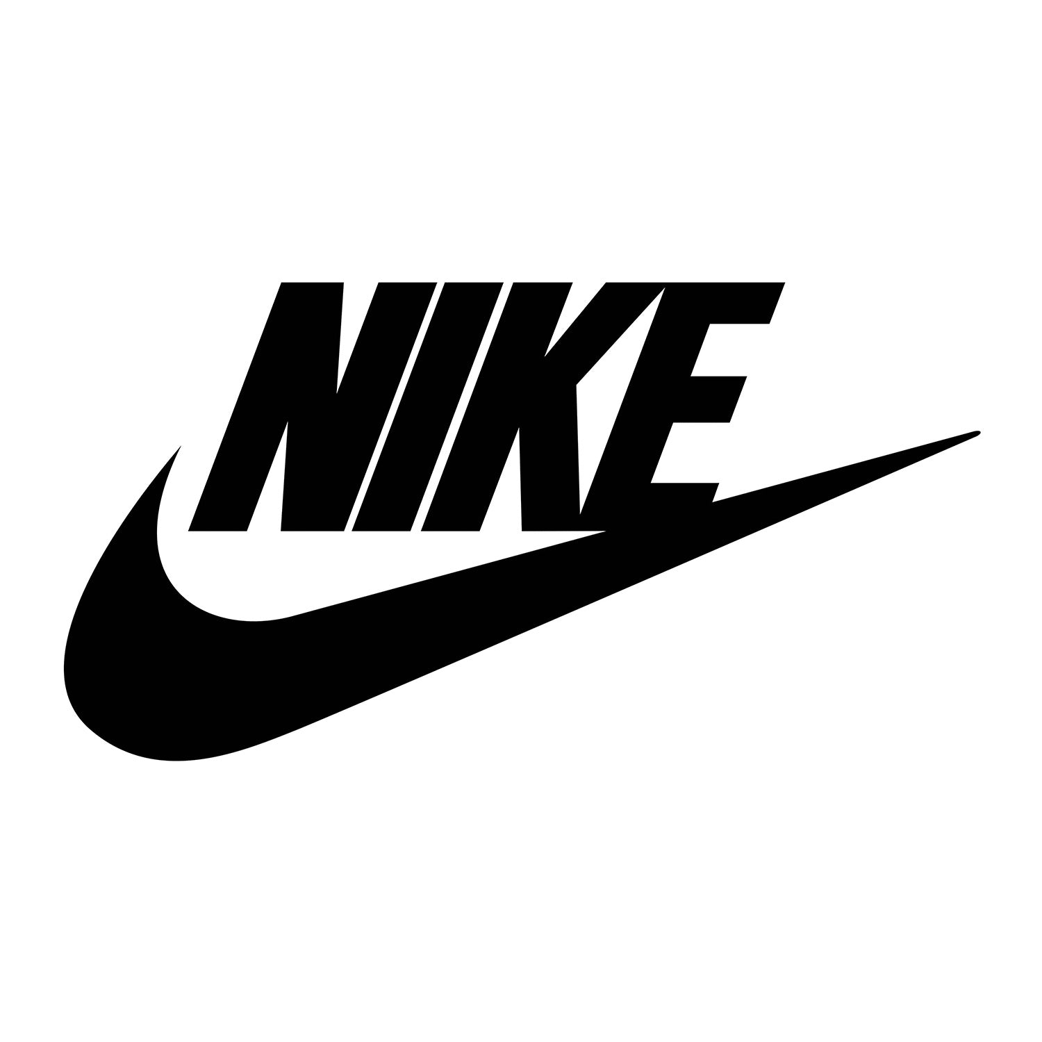 Black Nike logo on white backround