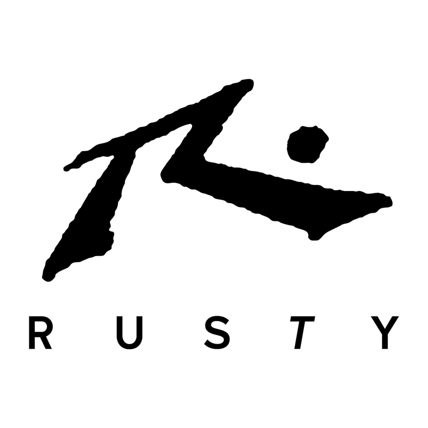 Black Rusty logo on white backround