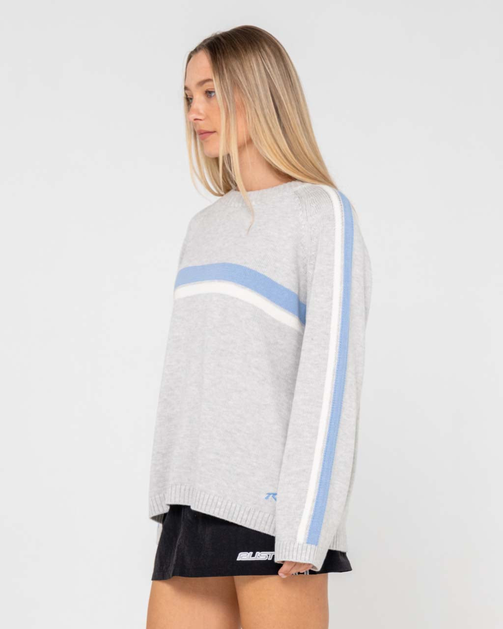 White Lines Long Sleeve Crew Knit