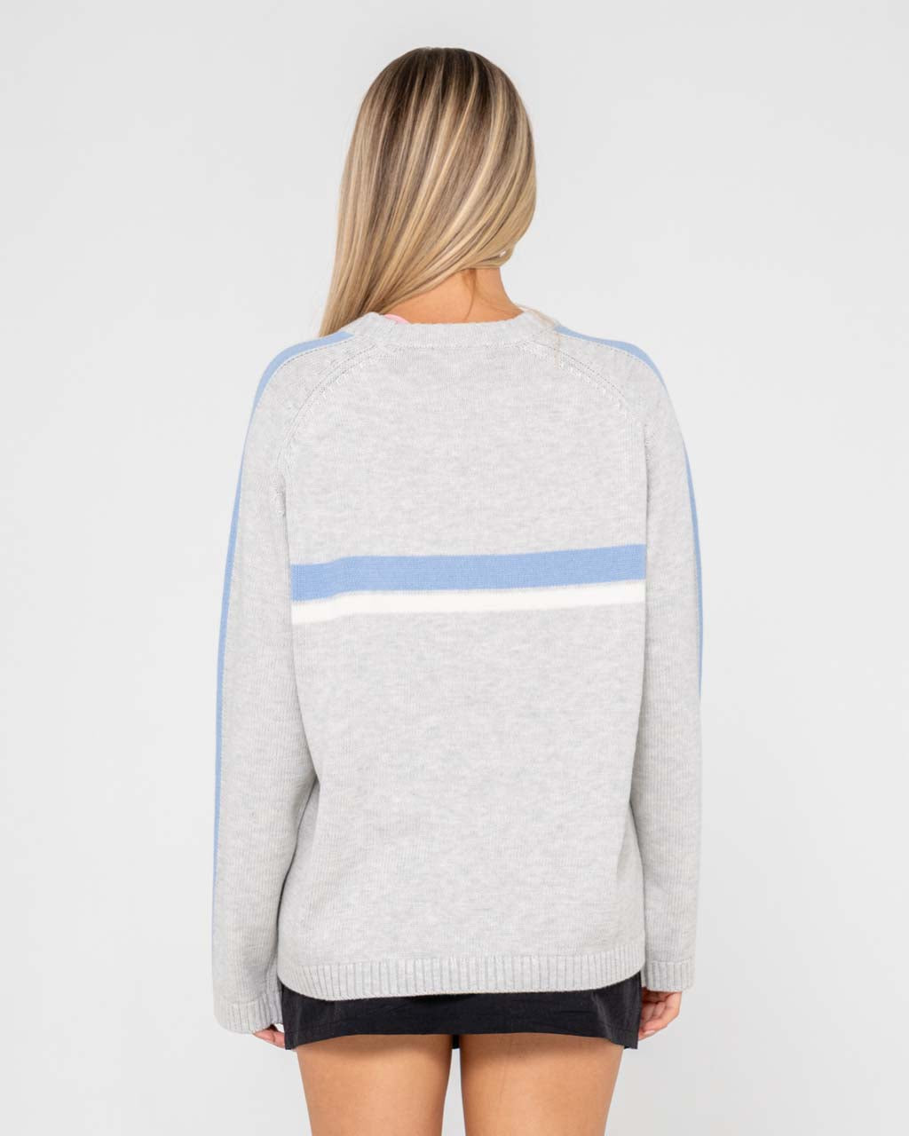 White Lines Long Sleeve Crew Knit