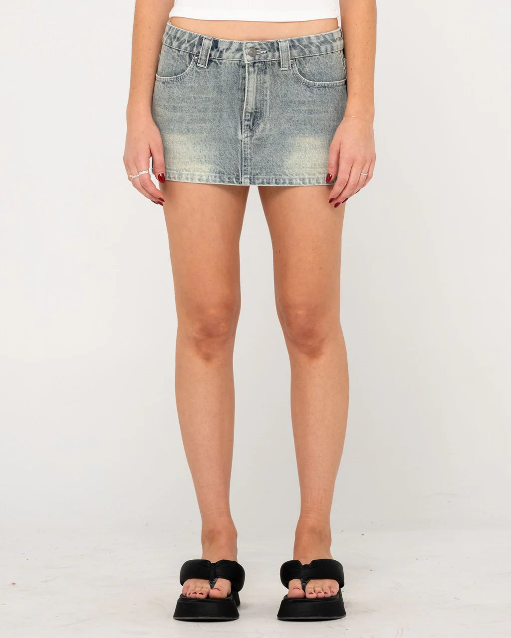 Norty Low Rise Micro Mini Denim Skirt