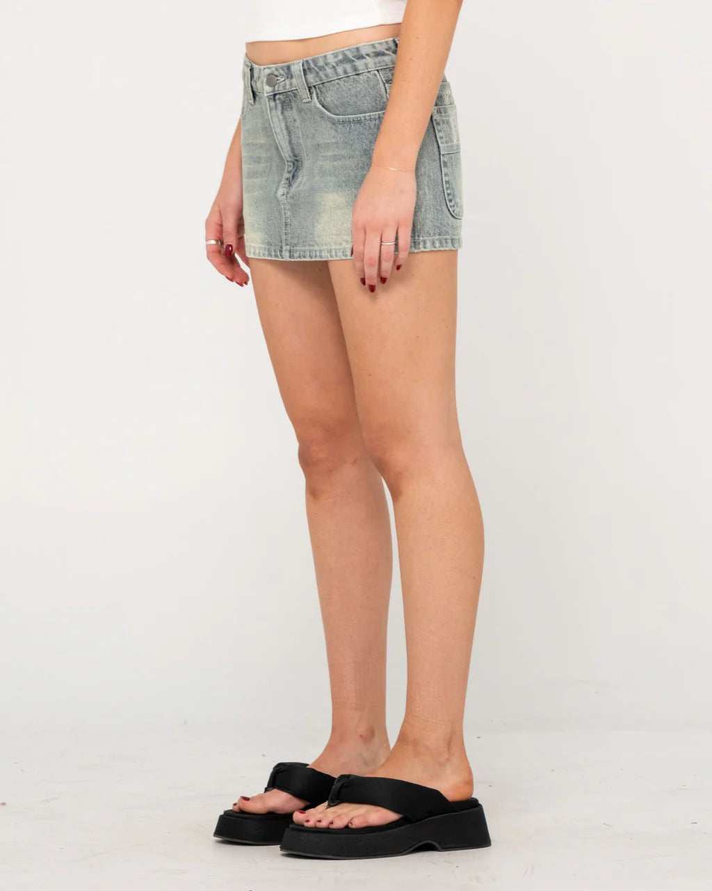 Norty Low Rise Micro Mini Denim Skirt