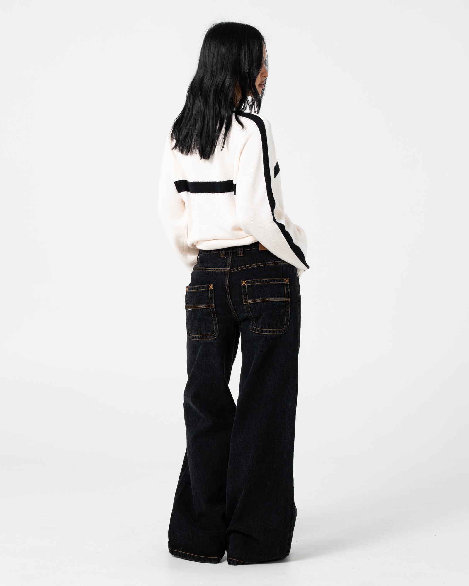 White Lines Long Sleeve Crew Knit