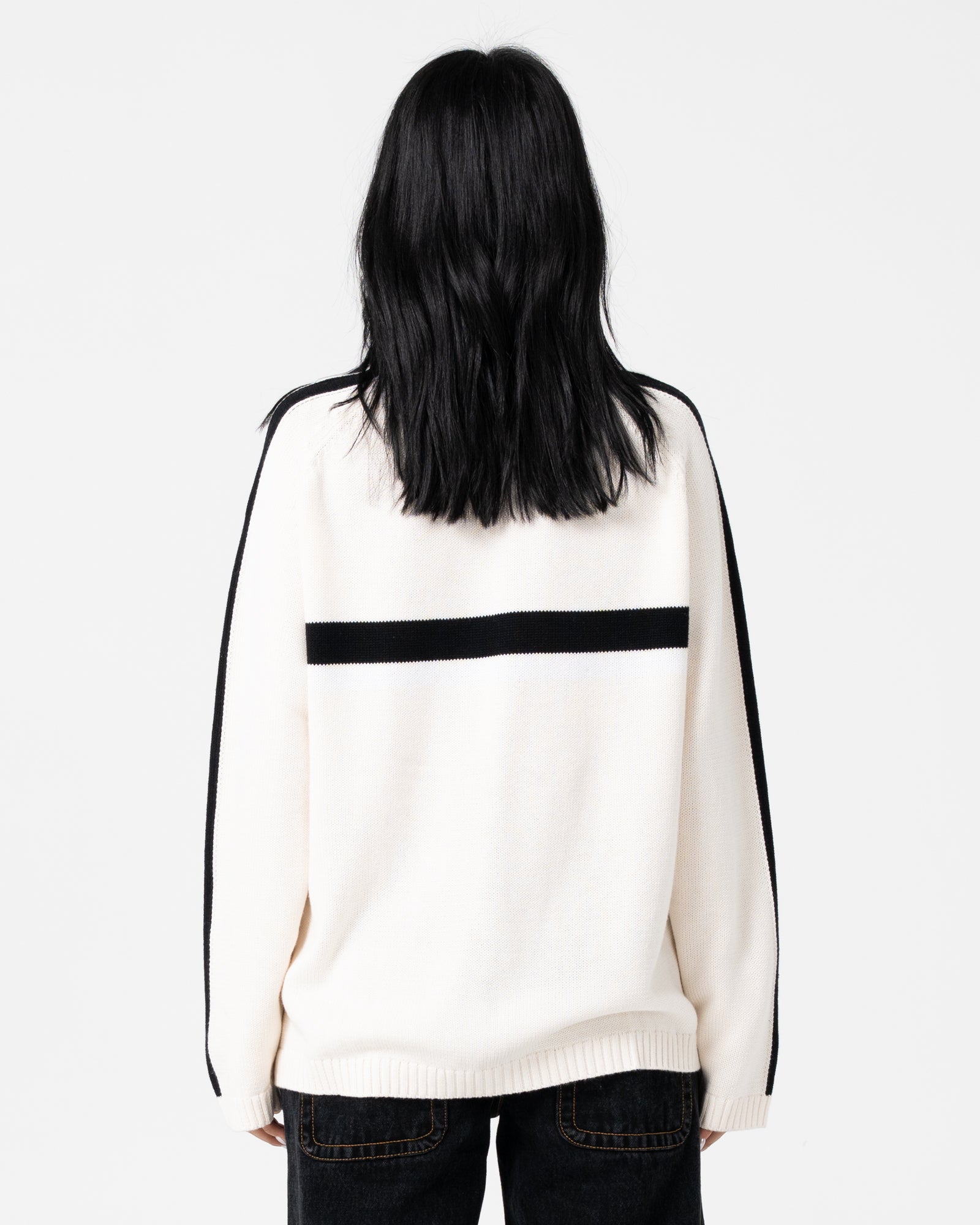 White Lines Long Sleeve Crew Knit