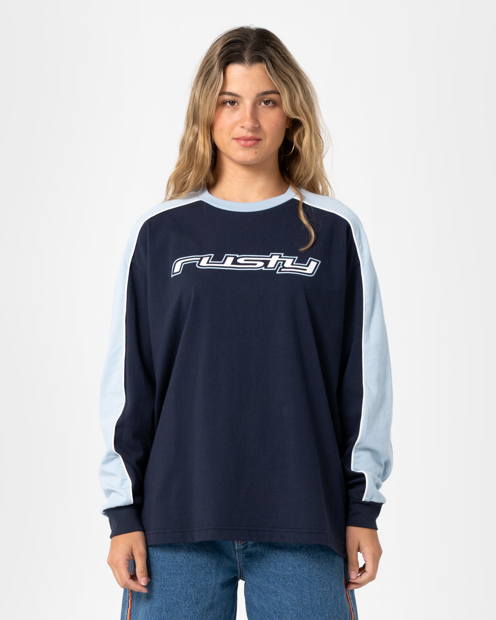 Fine Line Contrast Long Sleeve Tee