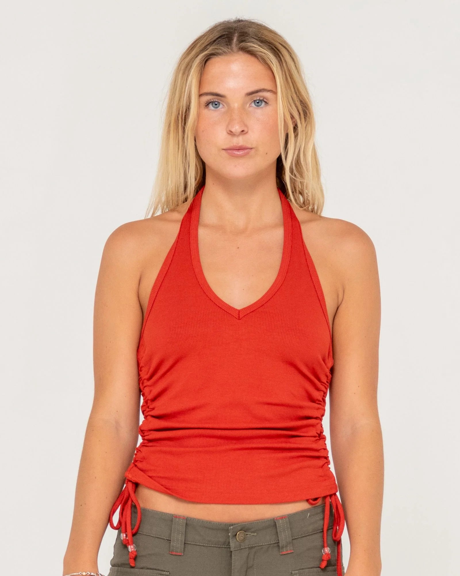 Halter It Up Rouches Top