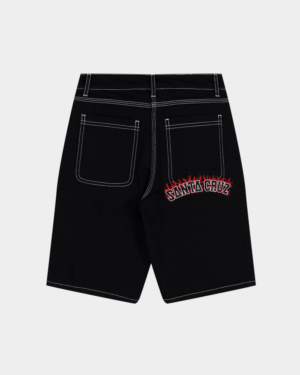 Flamed Collegiate Arch Boys Jean Shorts Black