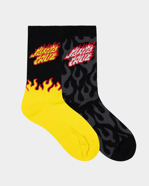 Boys Flaming Stack Crew Sock 2 Pack