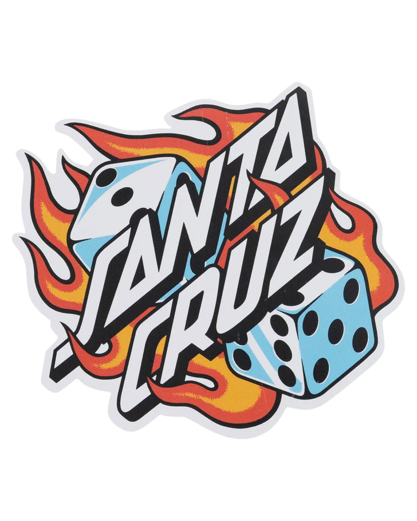 Flaming Dice Dot Matte Sticker