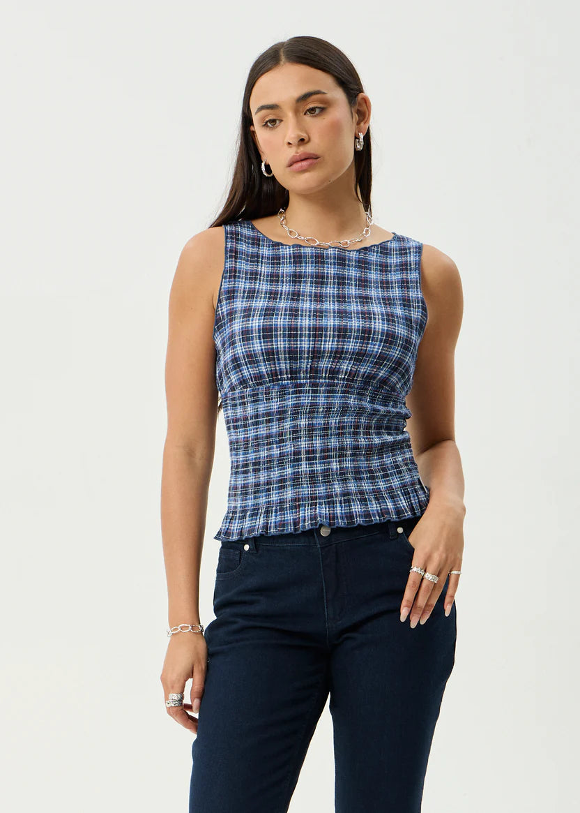Mountains Seersucker Sleeveless Top