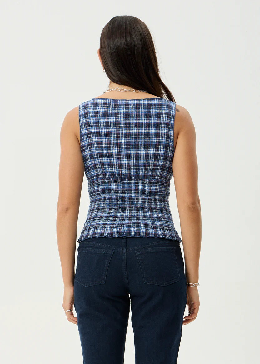 Mountains Seersucker Sleeveless Top