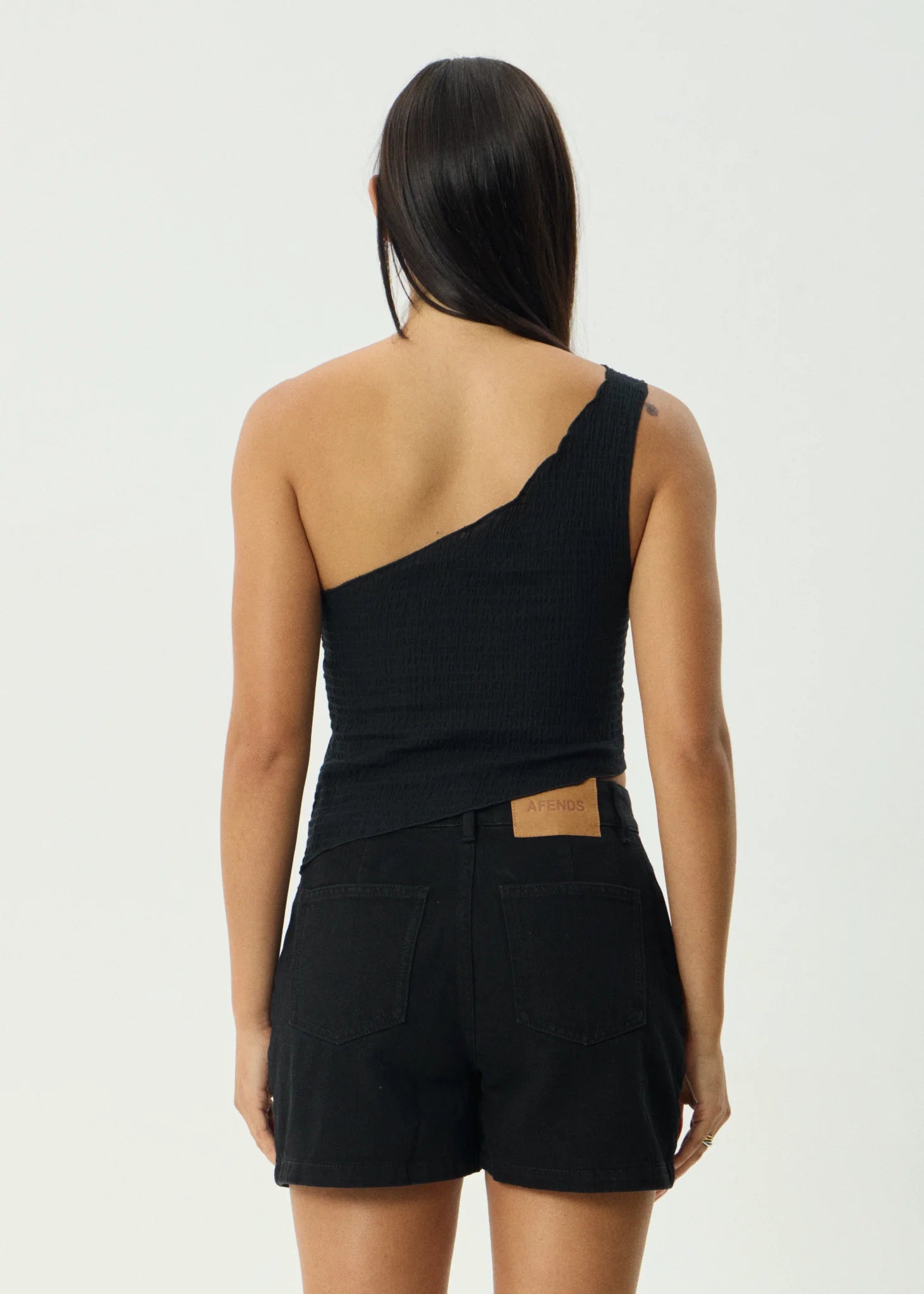 Marina Hemp Seersucker One Shoulder Top
