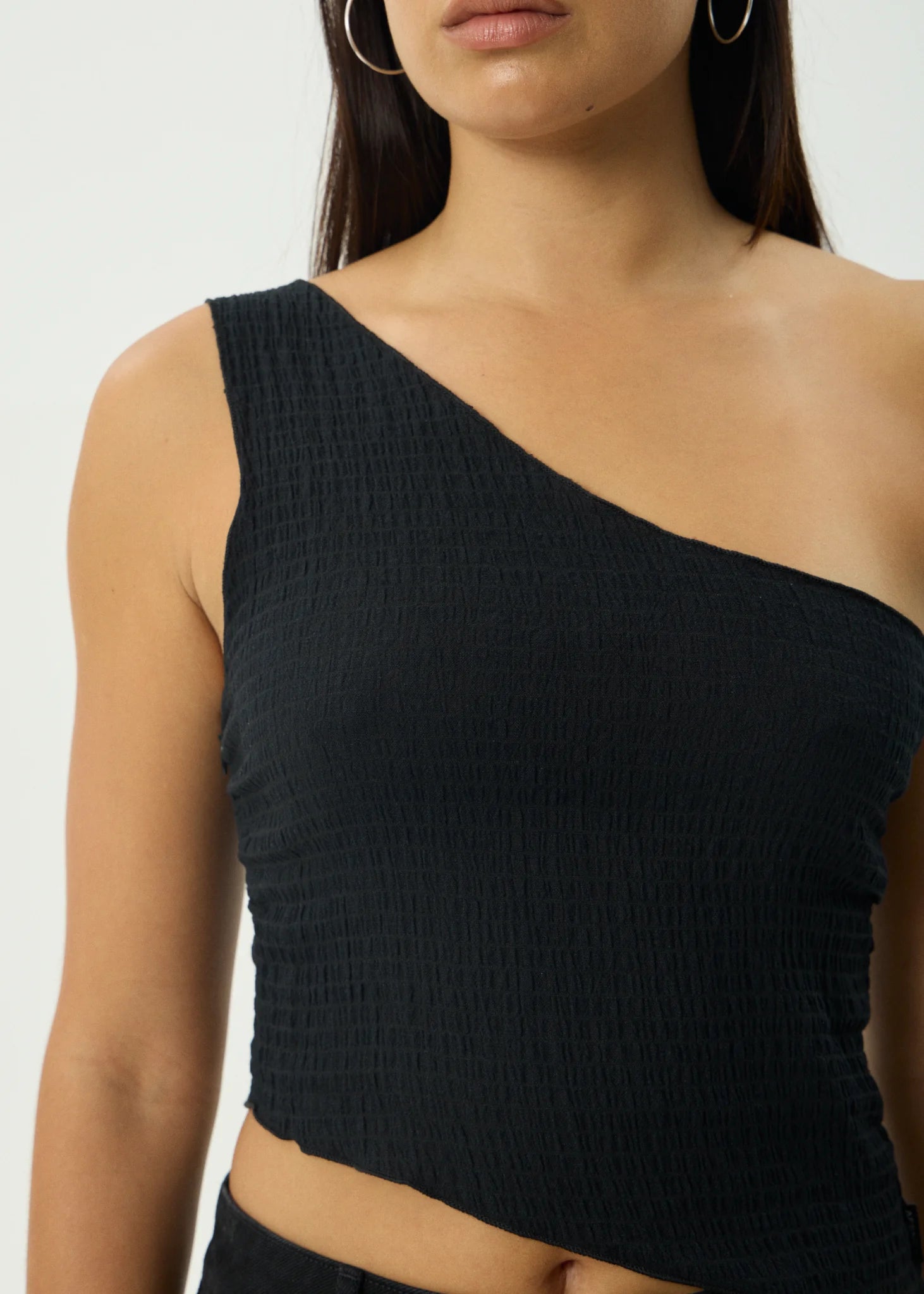 Marina Hemp Seersucker One Shoulder Top