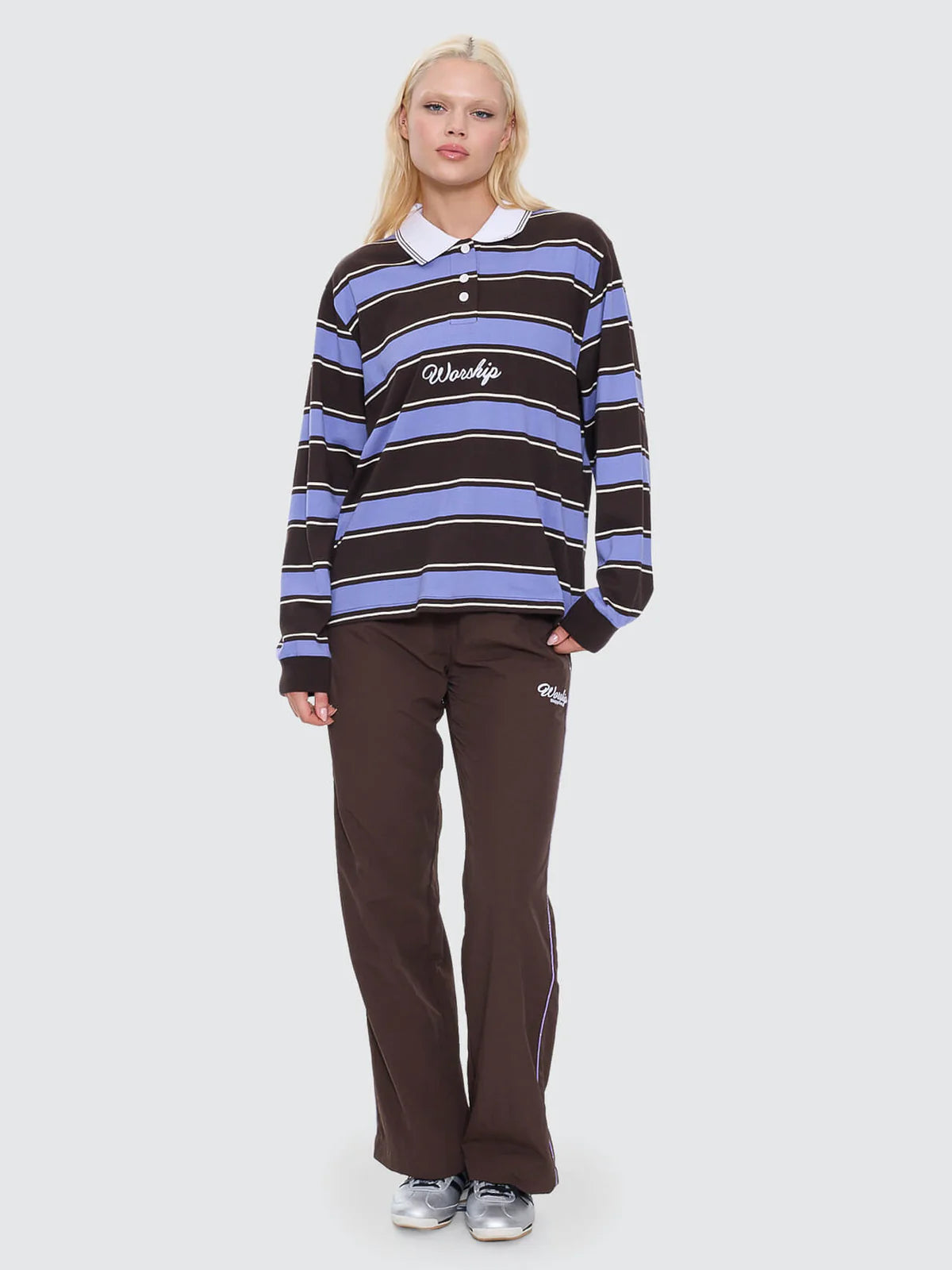 Coed Striped Long Sleeve Polo
