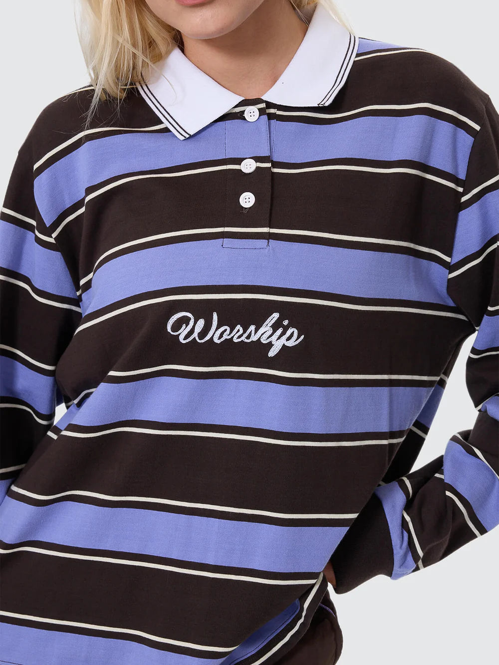 Coed Striped Long Sleeve Polo