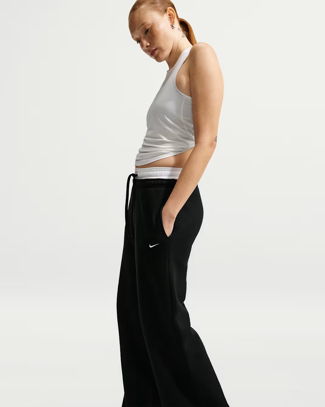 Nike Studio Fleece Medium Weight Mid-Rise Wide-Leg Trousers