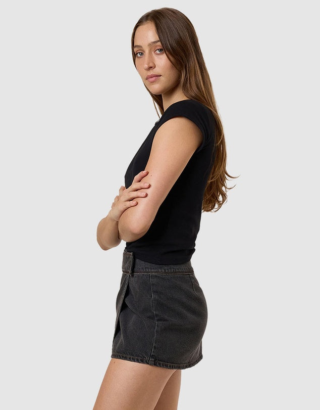 Night Shift Wrap Mini Skirt