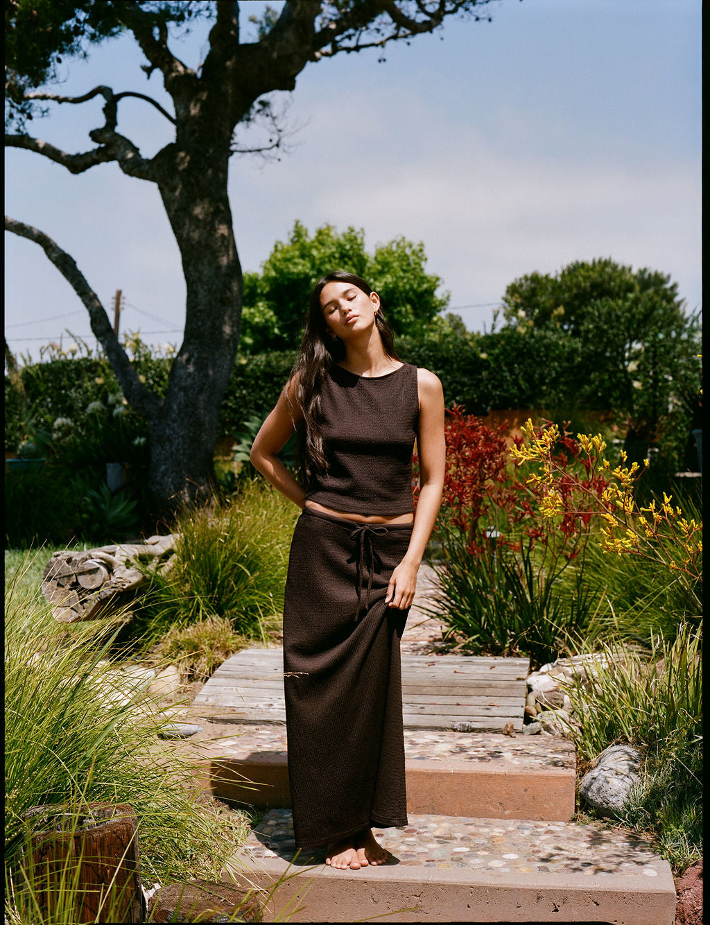 Frida Seersucker Maxi Skirt