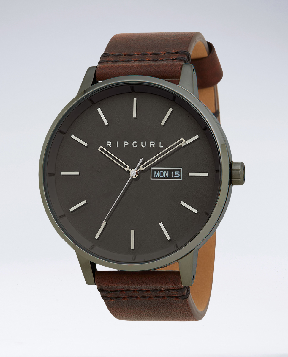  Rip Curl  Detroit Gunmetal Leather Watch  Ozmosis Watches 