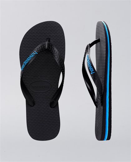Havaianas Rubber Logo Black Blue Thongs | Ozmosis | Sandals & Thongs