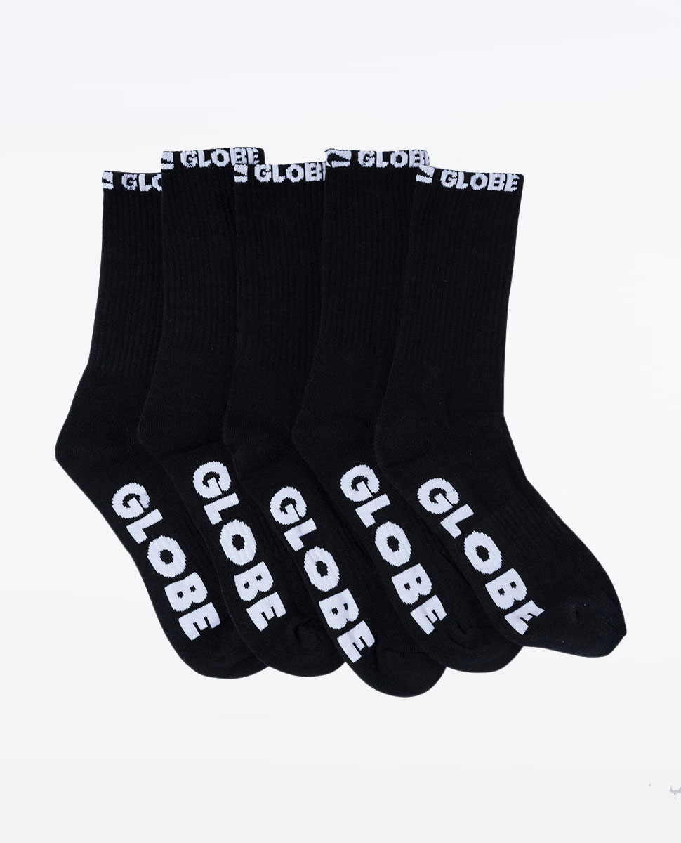 Globe Socks 5 Pack No Show Smith Invisible BLACK Size 2-8 Youth Skateboard Sox 