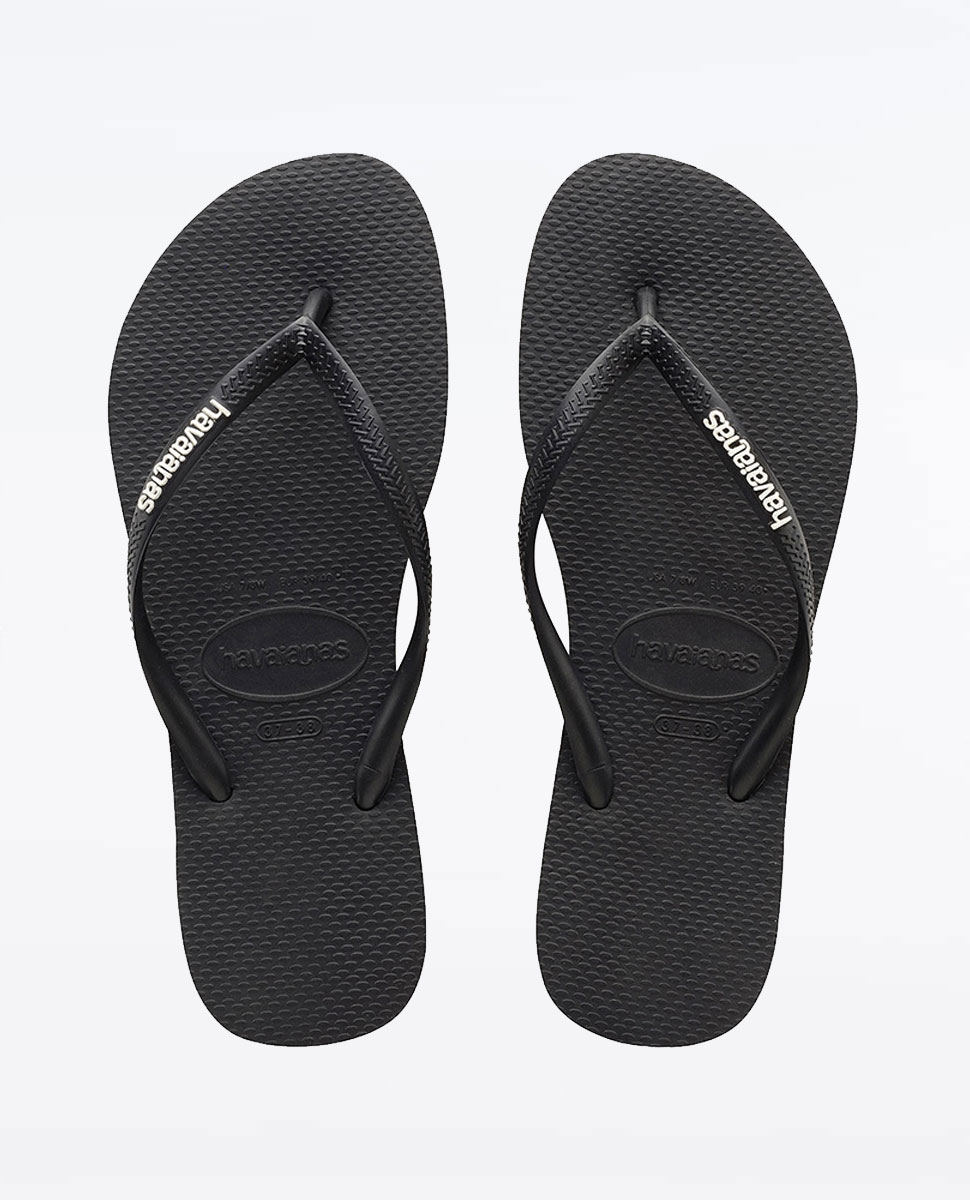 Havaianas Slim Rubber Logo Black White Thongs | Ozmosis | Sandals & Thongs