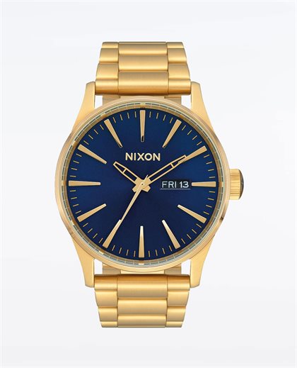 Sentry Stainless Steel Gold Blue Sunray Watch