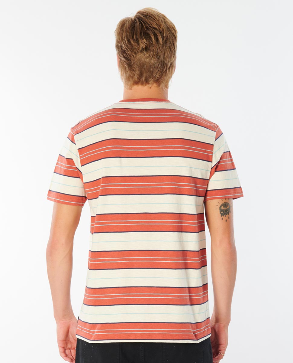 Rip Curl East Cape Stripe Tee Washed Red Ozmosis T Shirts And Polos