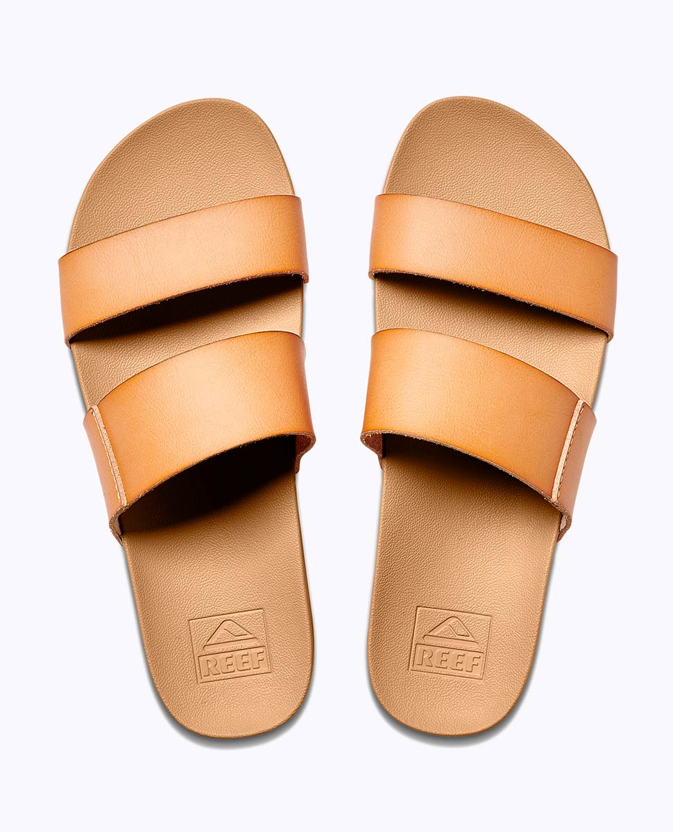 Vegan Leather Slides for Women With Cushion Bounce Footbed Reef Womens Sandals Vista 