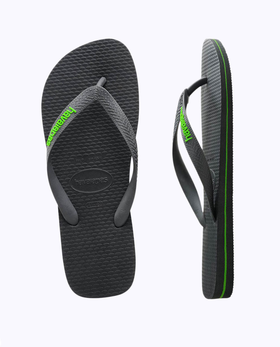 Havaianas Rubber Logo Black Neon Green Thongs | Ozmosis | Sandals & Thongs