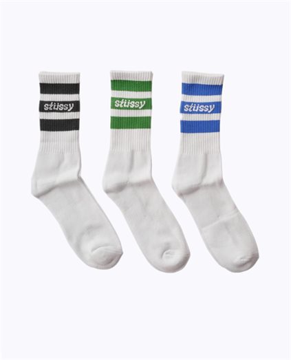 Stussy Mens Italic Stripe Socks 3Pk
