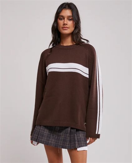 White Lines Long Sleeve Crew Knit