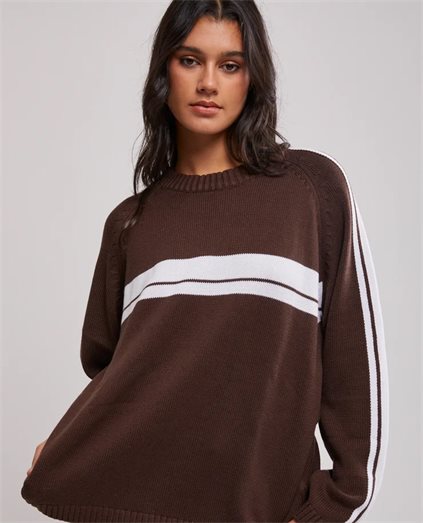 White Lines Long Sleeve Crew Knit