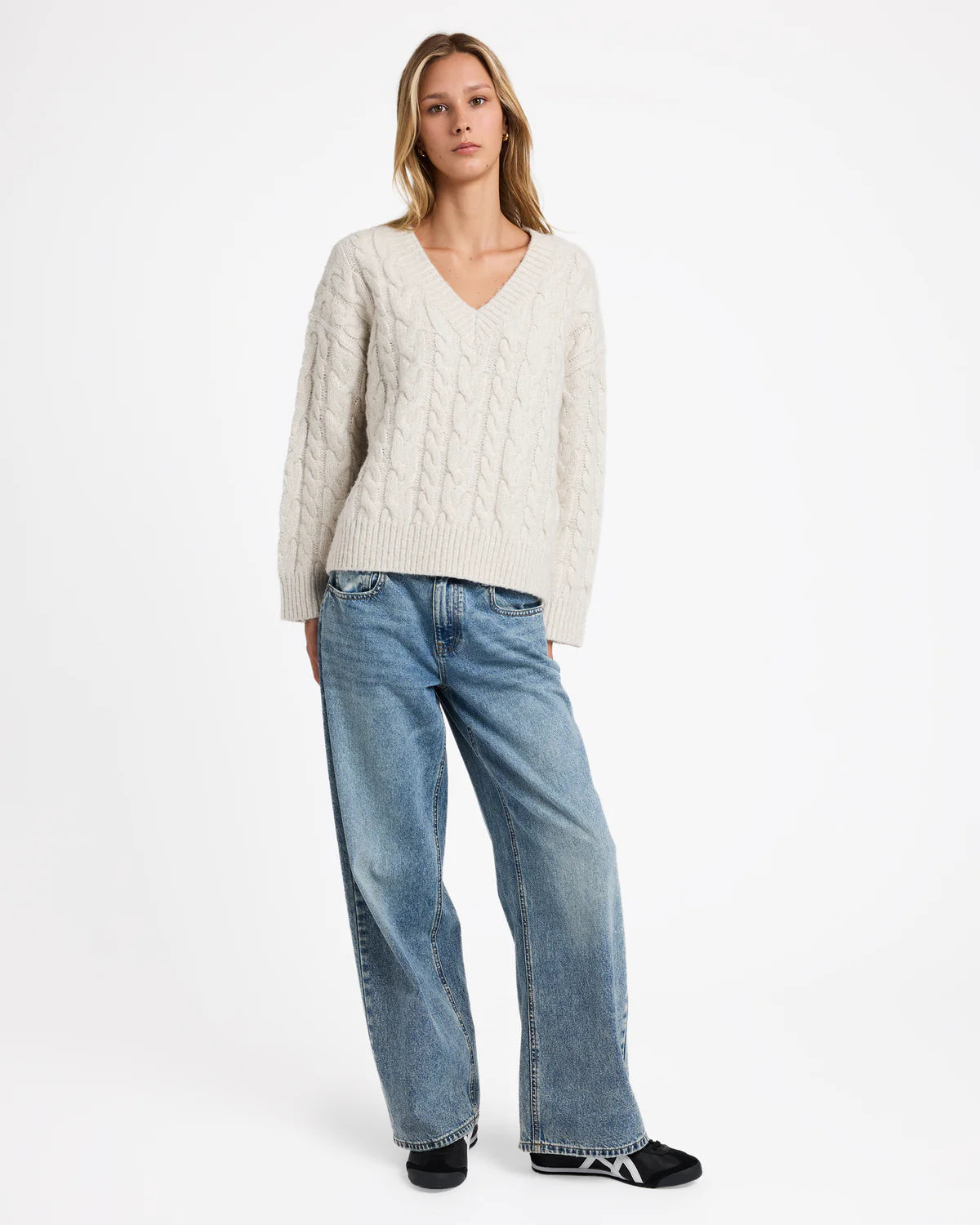Cable V Neck Sweater
