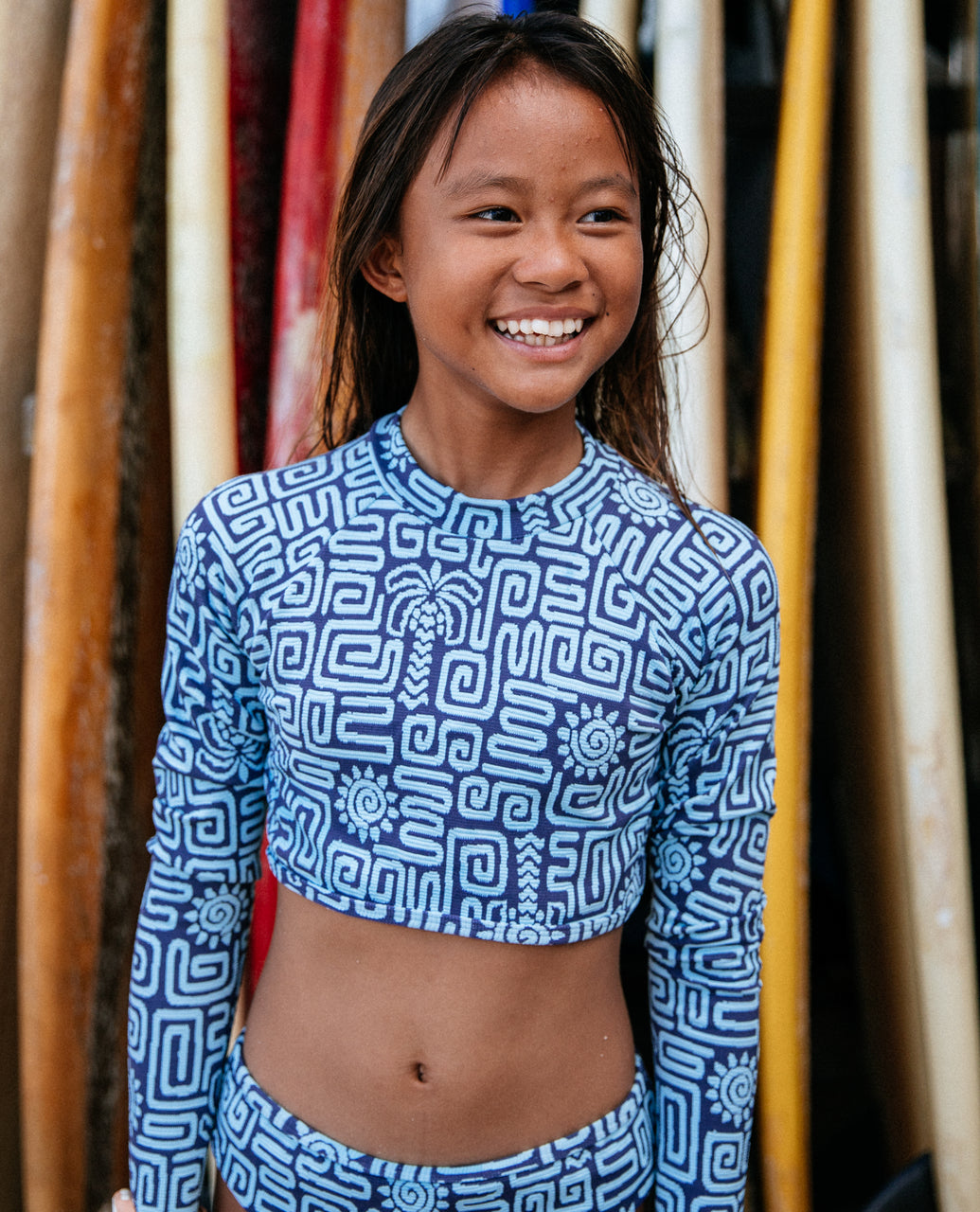 Sunset Luau Long Sleeve Bikini Girl