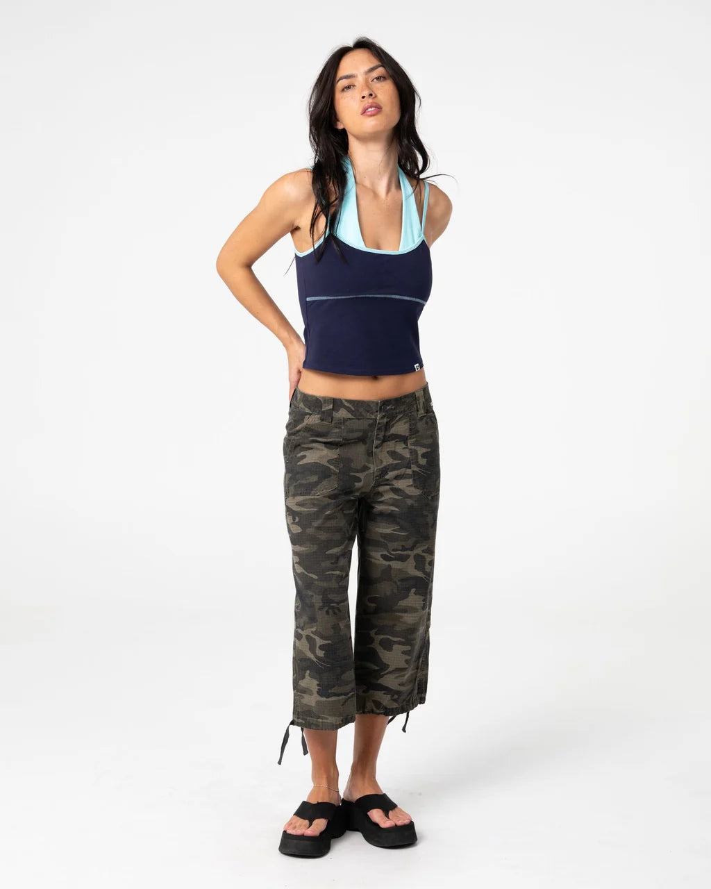 Sweat Mock Layer Halter Tank Top