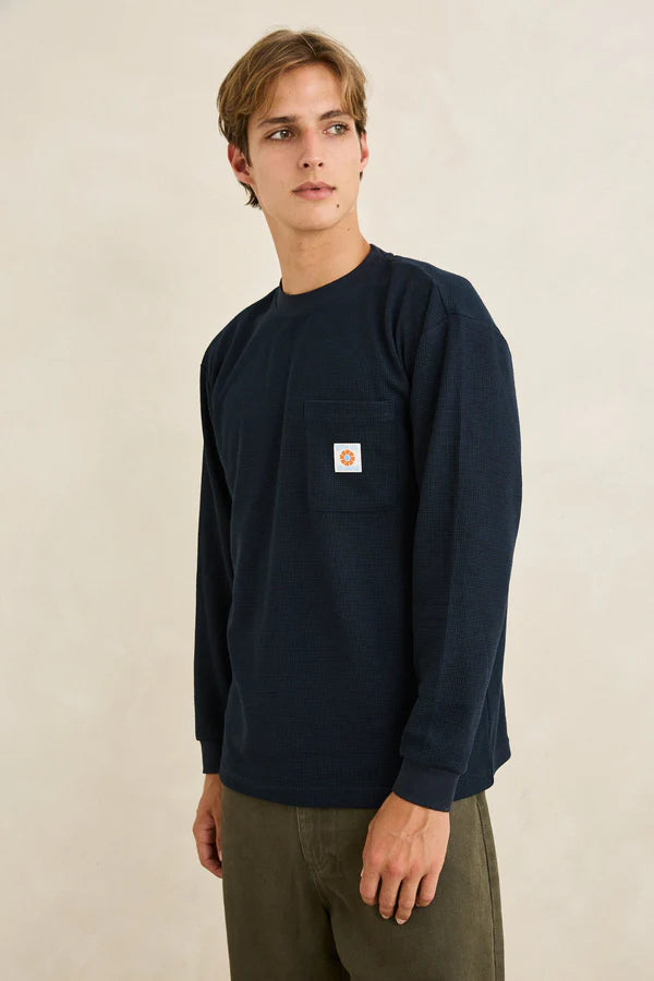 Vintage Pocket Long Sleeve Waffle Tee