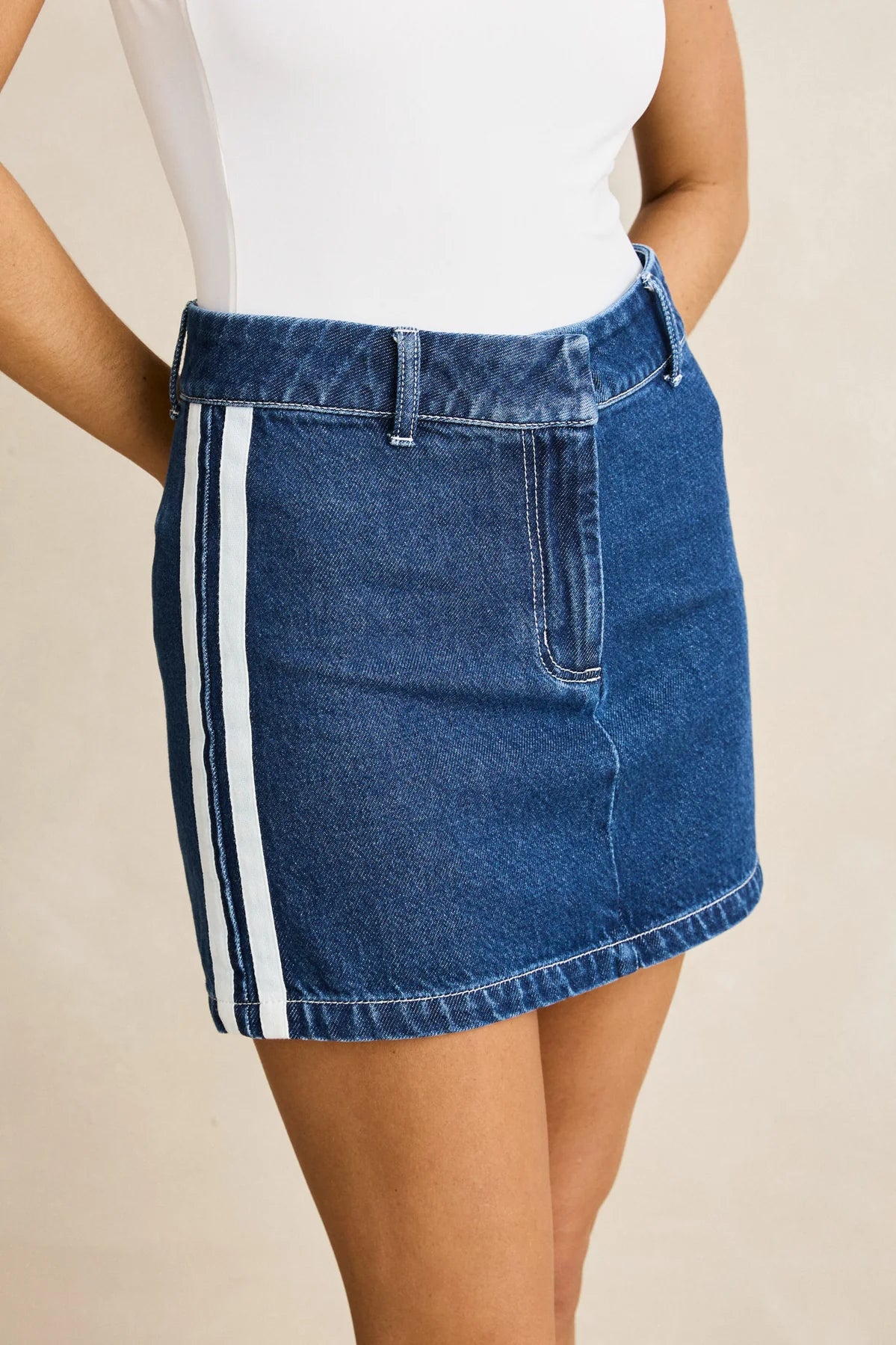 Contrast Denim Skirt