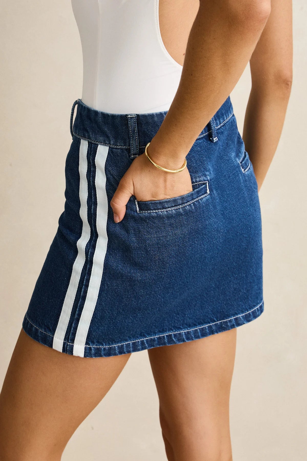 Contrast Denim Skirt