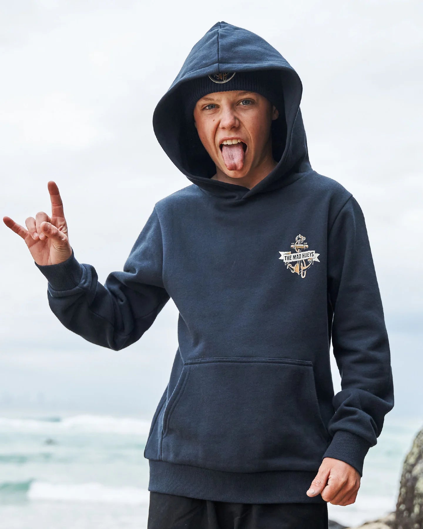 Kids Flame Anchor Pullover Hood