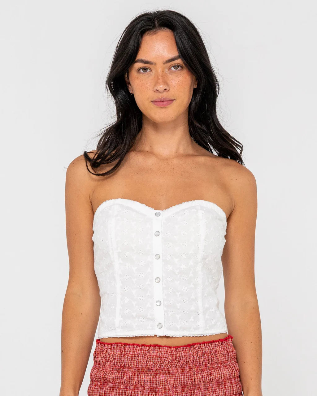 Mandy Button Up Strapless Top