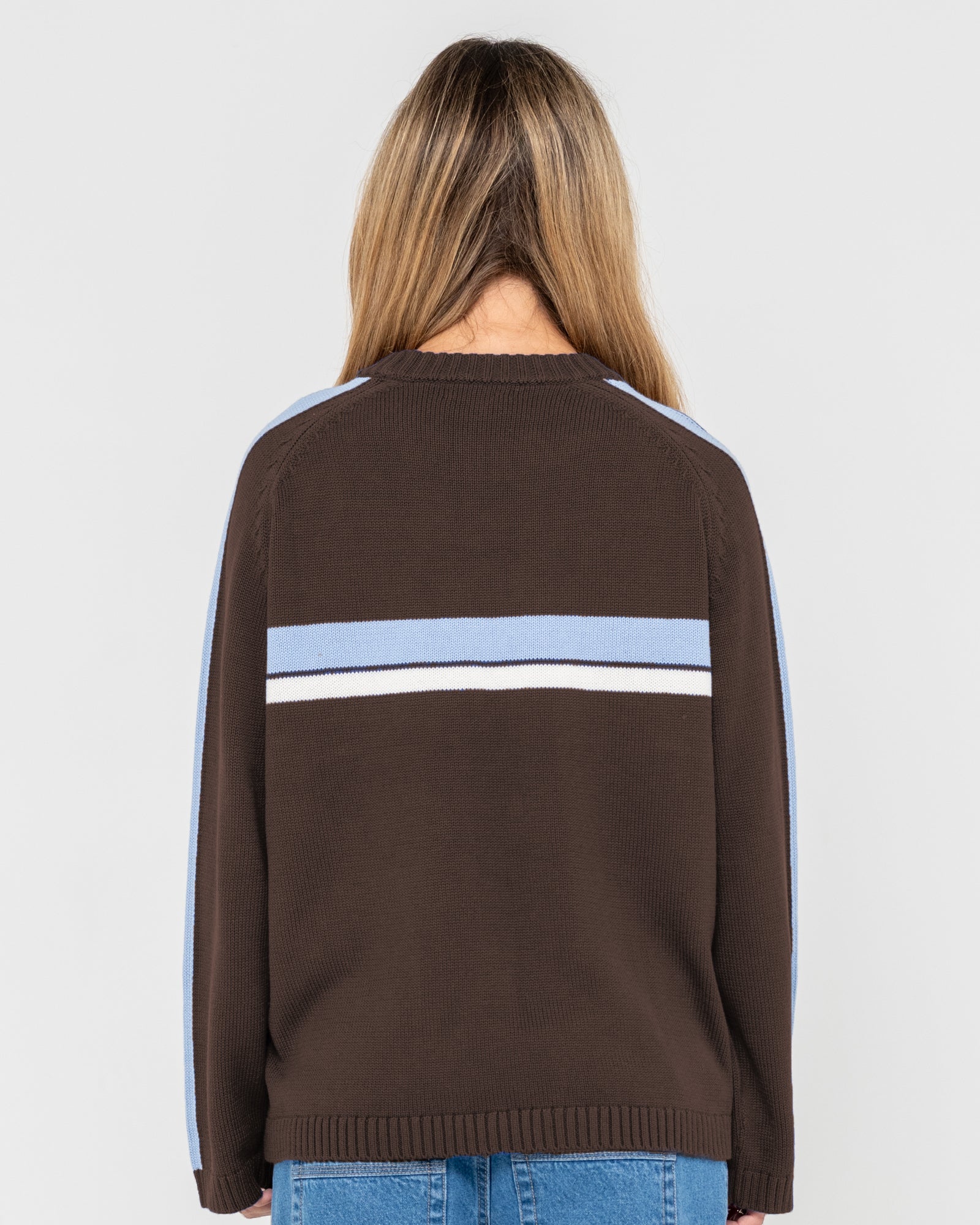 White Lines Long Sleeve Crew Knit