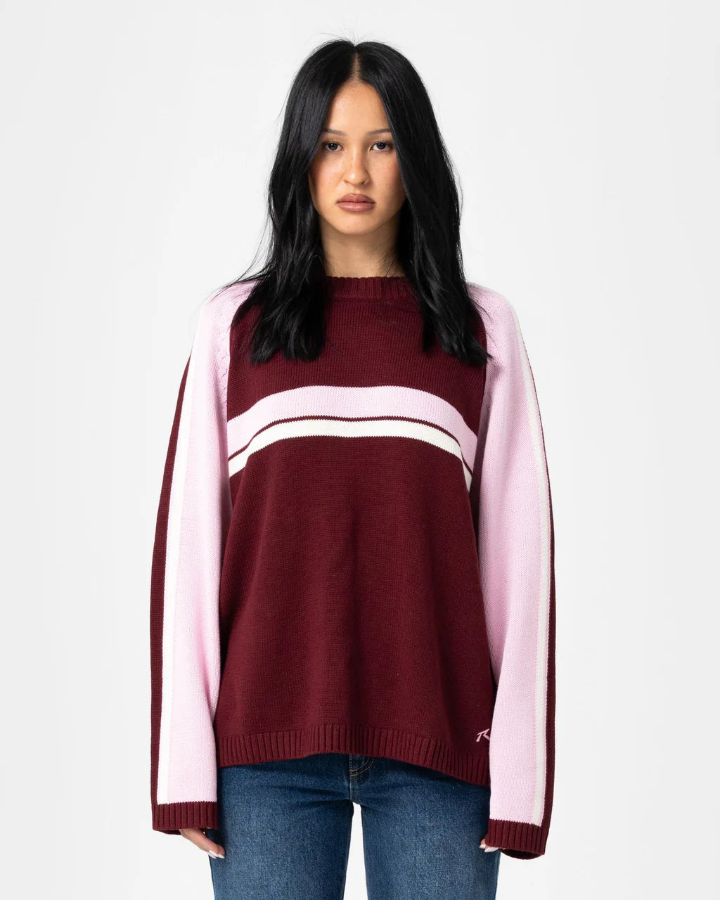 White Lines Two Long Sleeve Knit