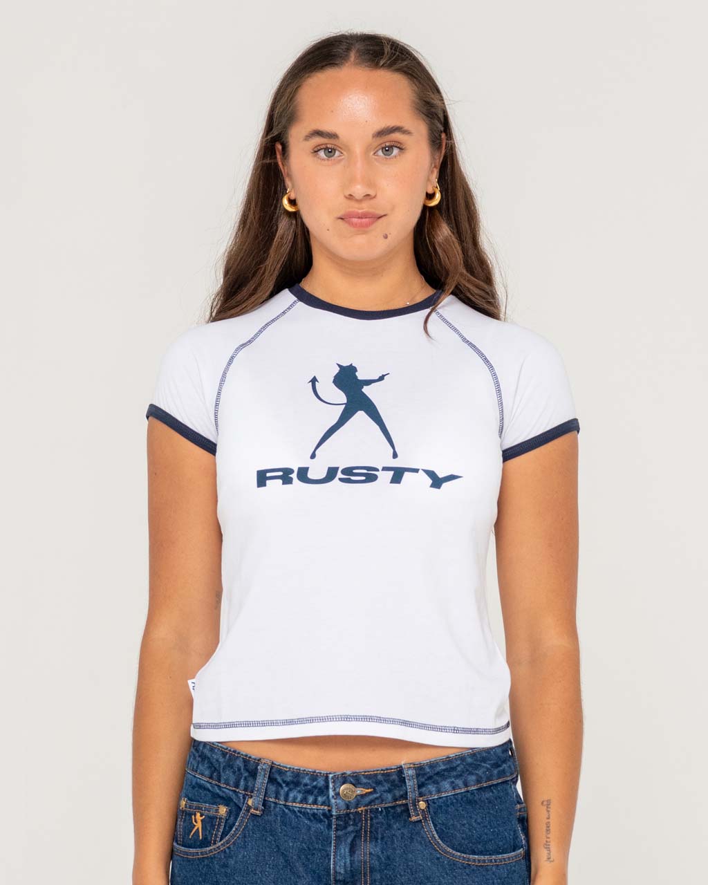 Delphie Devil Ringer Mini Tee